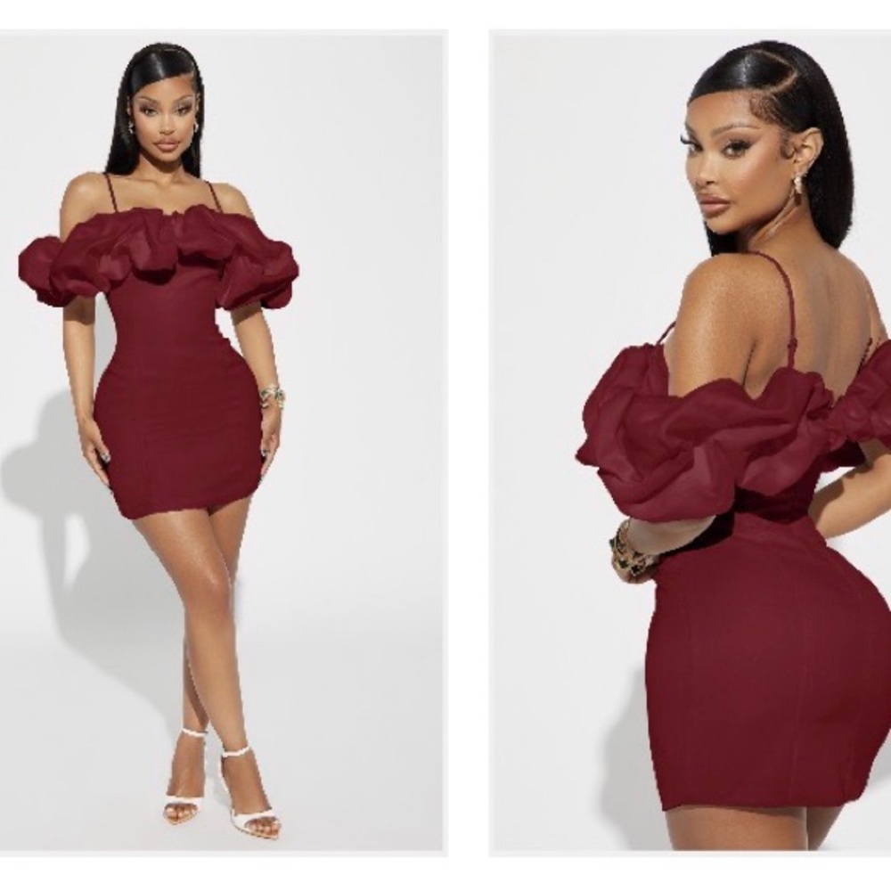 Elegant Burgundy Off-Shoulder Dress